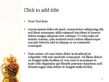 Golden Coins Stacks and Light Bulb PowerPoint Template, Slide 3, 15063, Financial/Accounting — PoweredTemplate.com