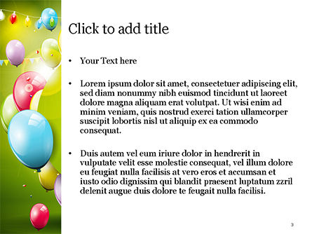 Modèle PowerPoint de ballons colorés et guirlandes, Diapositive 3, 15099, Fêtes / Grandes occasions — PoweredTemplate.com