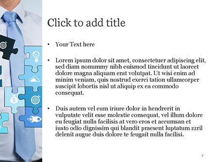 Mann mit blauem geschäftspuzzlespiel PowerPoint Vorlage, Folie 3, 15125, Business Konzepte — PoweredTemplate.com