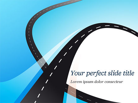 Uphill Winding Road on Blue Background PowerPoint Template, PowerPoint Template, 15135, Business Concepts — PoweredTemplate.com