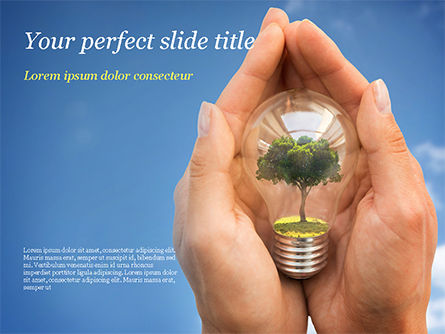 Light Bulb with Tree Inside PowerPoint Template, 15165, Nature & Environment — PoweredTemplate.com