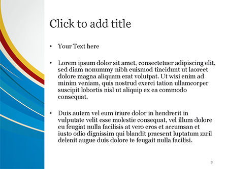 三色のストリップと抽象的な青い波 - PowerPointテンプレート, スライド 3, 15177, 抽象／テクスチャ — PoweredTemplate.com