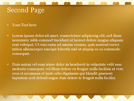 Hintergrund der goldenen herzen PowerPoint Vorlage, Folie 2, 15180, Ferien/besondere Anlässe — PoweredTemplate.com