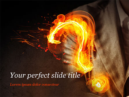 Flaming Question Mark PowerPoint Template, PowerPoint Template, 15188, Business Concepts — PoweredTemplate.com