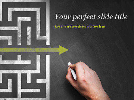 A Hand Drawing Shortcut to Maze on Chalkboard PowerPoint Template, PowerPoint Template, 15194, Business Concepts — PoweredTemplate.com