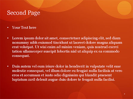 Orange hintergrund mit transparenten kreisen PowerPoint Vorlage, Folie 2, 15206, Abstrakt/Texturen — PoweredTemplate.com