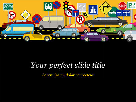 Plantilla de PowerPoint - ilustración de tráfico de carretera, Plantilla de PowerPoint, 15225, Coches y transporte — PoweredTemplate.com