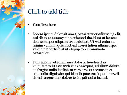 Modèle PowerPoint de belle automne ensoleillée, Diapositive 3, 15240, Nature / Environnement — PoweredTemplate.com
