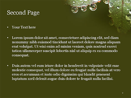 Plantilla de PowerPoint - hojas y gotas de agua., Diapositiva 2, 15253, Naturaleza y medio ambiente — PoweredTemplate.com