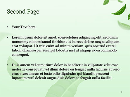 Green Tea Leaves PowerPoint Template, Slide 2, 15273, 3D — PoweredTemplate.com