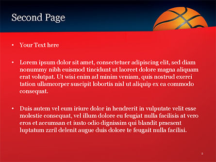 在蓝色背景的篮球球PowerPoint模板, 幻灯片 2, 15274, 运动的 — PoweredTemplate.com