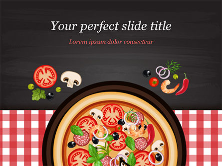 Spicy Shrimp Pizza PowerPoint Template, PowerPoint Template, 15303, Food & Beverage — PoweredTemplate.com