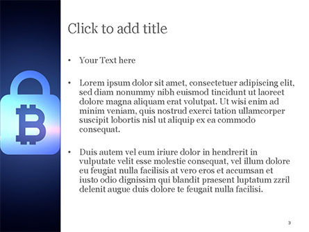 Digital Bitcoin Symbol inside Secure Lock PowerPoint Template, Slide 3, 15311, Technology and Science — PoweredTemplate.com