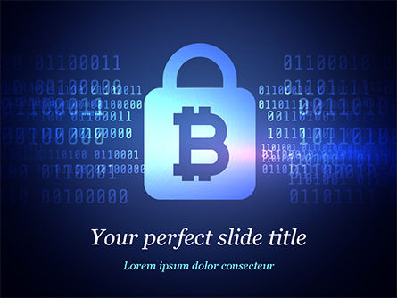 Digital Bitcoin Symbol inside Secure Lock PowerPoint Template, PowerPoint Template, 15311, Technology and Science — PoweredTemplate.com