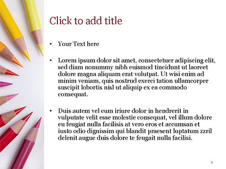 Modèle PowerPoint de crayons de couleur disposés en demi-cercle, Diapositive 3, 15346, Art & Entertainment — PoweredTemplate.com