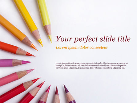 Colored Pencils Arranged in Semicircle PowerPoint Template, PowerPoint Template, 15346, Art & Entertainment — PoweredTemplate.com