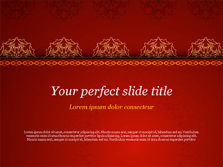 Burgundy Background with Oriental Mandala Pattern PowerPoint Template, 15397, Abstract/Textures — PoweredTemplate.com