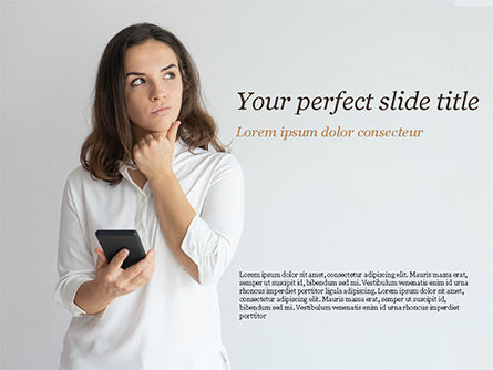 Girl Thinking Over Text Message PowerPoint Template, Free PowerPoint Template, 15401, People — PoweredTemplate.com