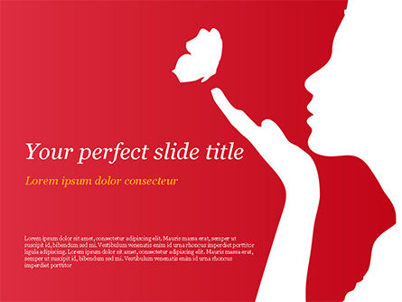 Modèle PowerPoint de silhouette de femme avec papillon, Modele PowerPoint, 15404, Mensen — PoweredTemplate.com