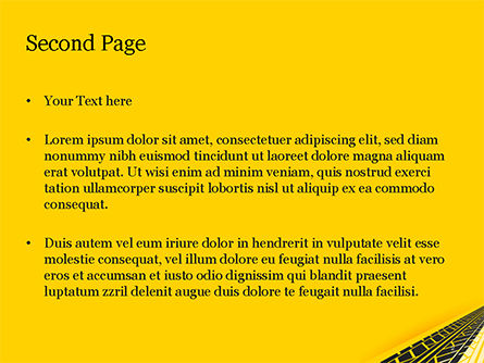 Templat PowerPoint Jejak Ban Dengan Latar Belakang Kuning, Slide 2, 15416, Abstrak/Tekstur — PoweredTemplate.com