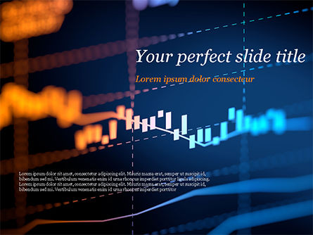 Candlestick Chart on Blue Background PowerPoint Template, PowerPoint Template, 15420, Financial/Accounting — PoweredTemplate.com