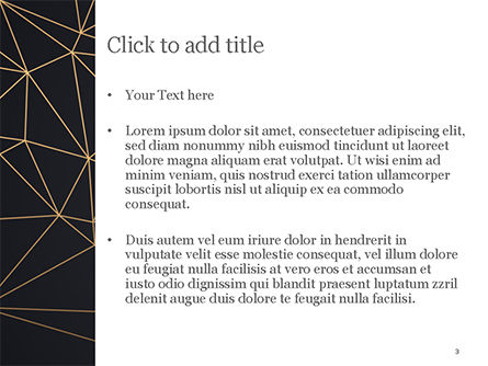 Black Background with Golden Triangular Grid and Frame PowerPoint Template, Slide 3, 15425, Abstract/Textures — PoweredTemplate.com