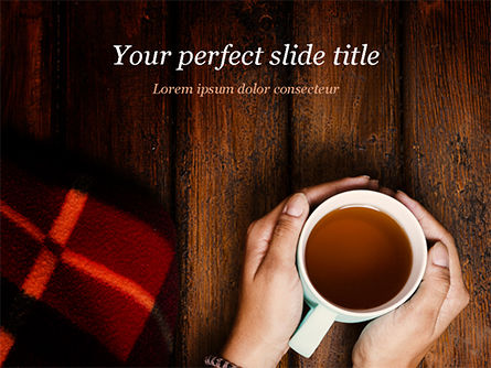 一杯茶和温暖的冬季毯子PowerPoint模板, PowerPoint模板, 15431, Food & Beverage — PoweredTemplate.com