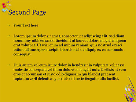 Plantilla de PowerPoint - papelería sobre fondo amarillo, Diapositiva 2, 15444, Education & Training — PoweredTemplate.com
