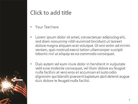 Modello PowerPoint - Mano con sparkler e pennone usa, Slide 3, 15453, America — PoweredTemplate.com