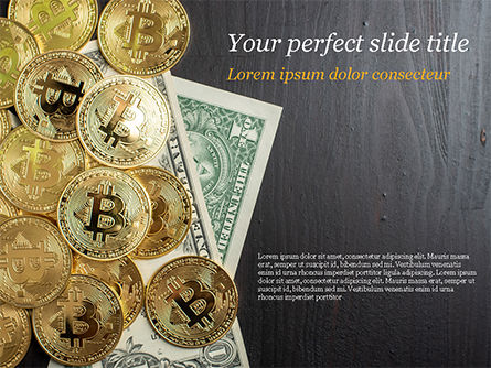 Bitcoins En Dollars PowerPoint Template, Gratis PowerPoint-sjabloon, 15456, Financieel/Boekhouding — PoweredTemplate.com