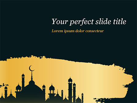 Silhouette Of Mosque PowerPoint Template, 15465, Religious/Spiritual — PoweredTemplate.com