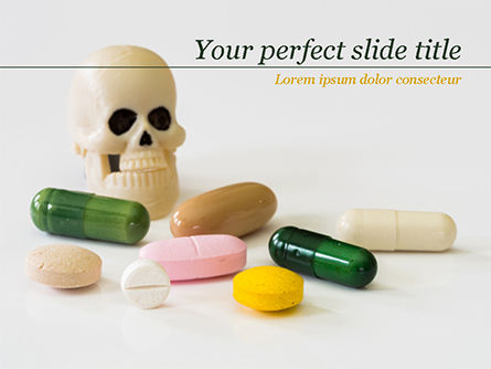 Modelo do PowerPoint - comprimidos e crânio, 15468, Médico — PoweredTemplate.com
