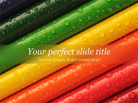 Colored Pencils with Water Drops PowerPoint Template, Free PowerPoint Template, 15492, Education & Training — PoweredTemplate.com