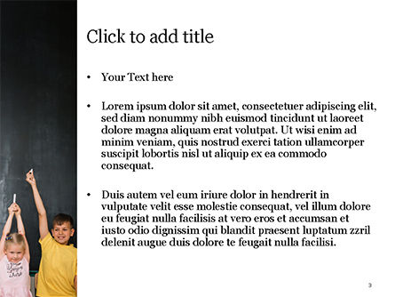 Templat PowerPoint Anak-anak Dekat Papan Tulis, Slide 3, 15501, Education & Training — PoweredTemplate.com