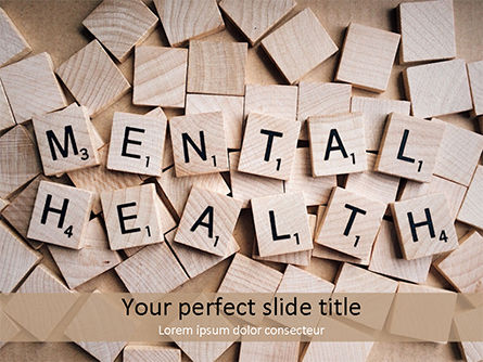 Mental Health Wooden Cubes PowerPoint Template, PowerPoint Template, 15514, Medical — PoweredTemplate.com