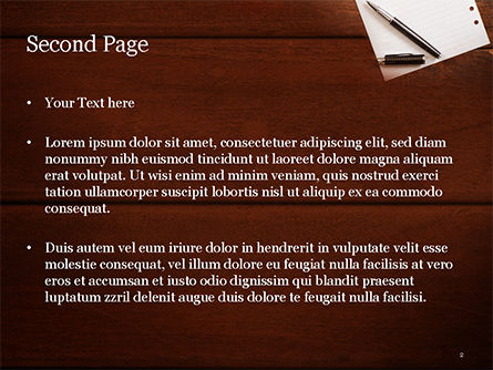 Leeg Blocnotablad Met Pen Op Houten Lijst PowerPoint Template, Dia 2, 15531, Business Concepten — PoweredTemplate.com