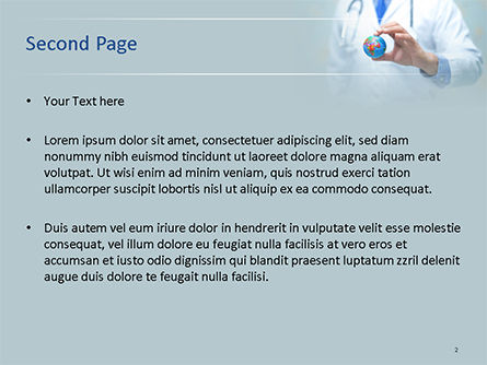 Modello PowerPoint - Doctor holding mondo globo, Slide 2, 15591, Medico — PoweredTemplate.com