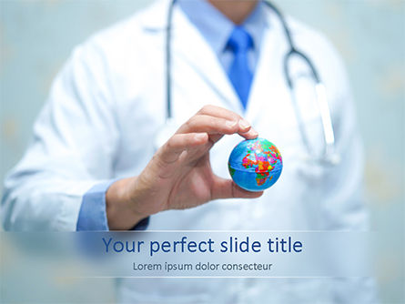 Doctor Holding World Globe PowerPoint Template, Free PowerPoint Template, 15591, Medical — PoweredTemplate.com