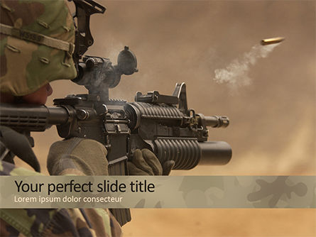Shot from Automatic Weapon PowerPoint Template, Free PowerPoint Template, 15607, Military — PoweredTemplate.com