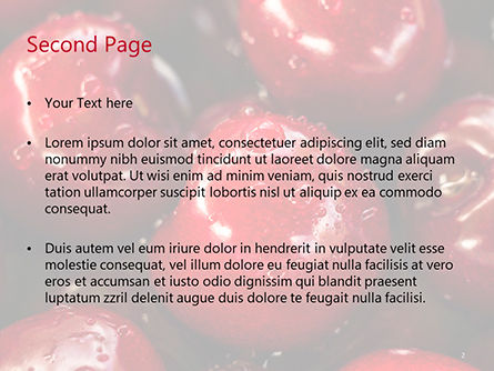 Wet Cherry Closeup PowerPoint Template, Slide 2, 15612, Food & Beverage — PoweredTemplate.com