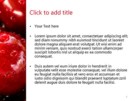 Wet Cherry Closeup PowerPoint Template, Slide 3, 15612, Food & Beverage — PoweredTemplate.com