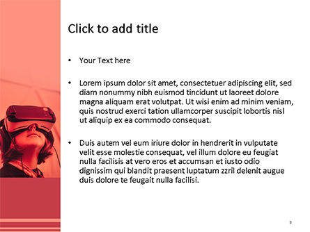 女性の身に着けているvrヘッドセット - PowerPointテンプレート, スライド 3, 15655, Art & Entertainment — PoweredTemplate.com