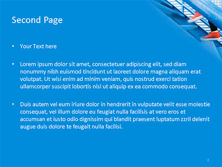 Plantilla de PowerPoint - persona subiendo escaleras azules, Diapositiva 2, 15676, Conceptos de negocio — PoweredTemplate.com