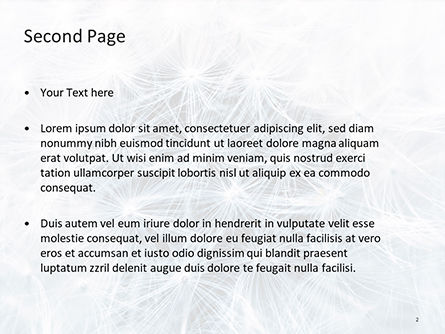 Modèle PowerPoint de photo de gros plan d'une fleur de pissenlit blanche, Diapositive 2, 15682, Nature / Environnement — PoweredTemplate.com