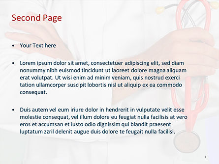 Doktor mit einem stethoskop in der hand PowerPoint Vorlage, Folie 2, 15683, Medizin — PoweredTemplate.com