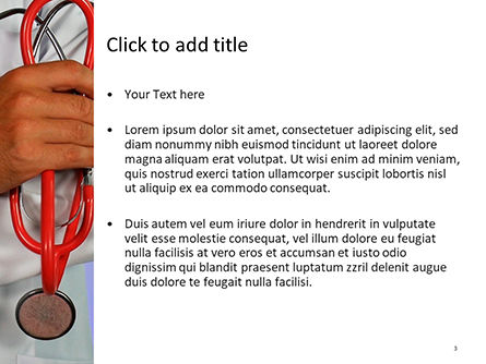 Plantilla de PowerPoint - doctor con un estetoscopio en la mano, Diapositiva 3, 15683, Médico — PoweredTemplate.com