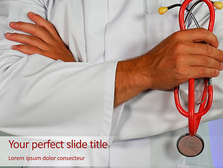 Doctor with a Stethoscope in Hand PowerPoint Template, Free PowerPoint Template, 15683, Medical — PoweredTemplate.com