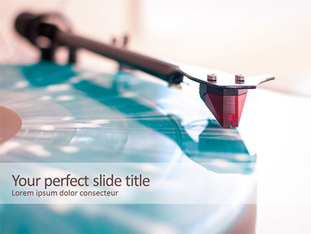 Vinyl Player Stylus on a Rotating Disc PowerPoint Template, Free PowerPoint Template, 15686, Art & Entertainment — PoweredTemplate.com