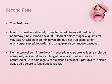 女人的嘴唇在撕碎的纸孔PowerPoint模板, 幻灯片 2, 15690, 人们 — PoweredTemplate.com