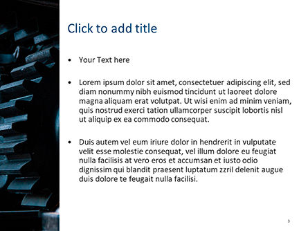 Plantilla de PowerPoint - engranajes de metal oscuro, Diapositiva 3, 15708, Utilidades / Industrial — PoweredTemplate.com